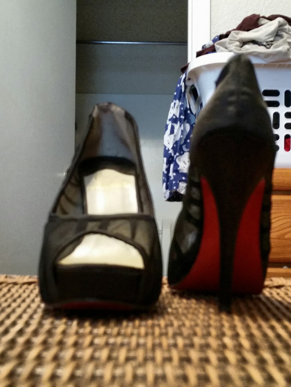 Christian Louboutin Black Mesh Peep-Toe Flat Shoe - Picture 2 of 8